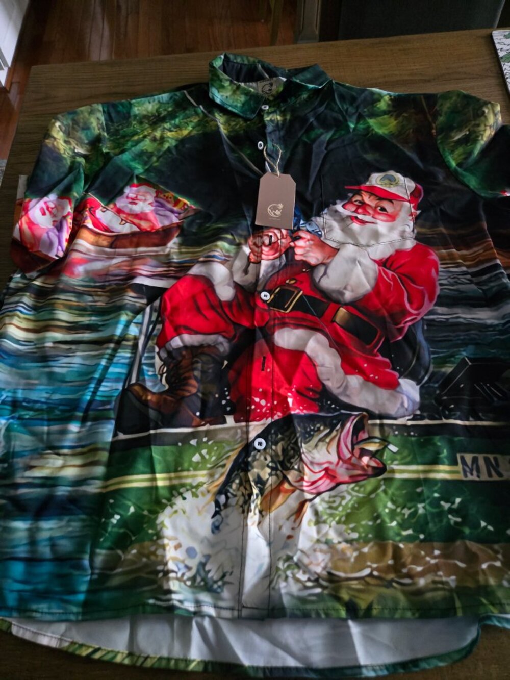 New Men’s Santa Fishing Christmas Shirt